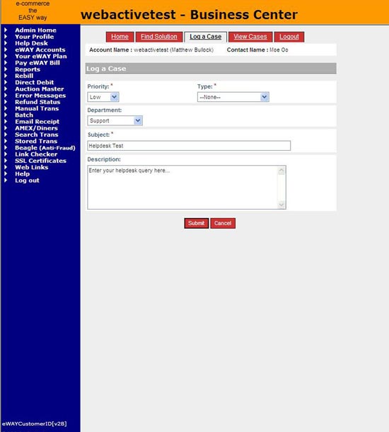 eWAY Helpdesk
