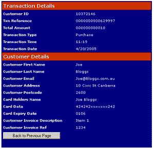 Stored transaction details