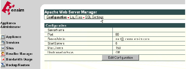 Ensim SSL settings