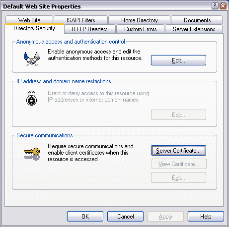 Select Directory Security Tab