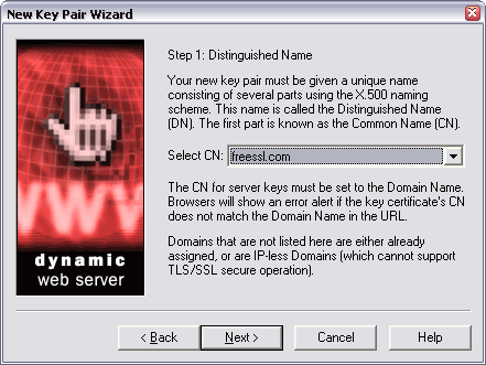 Select your Common Name (CN)