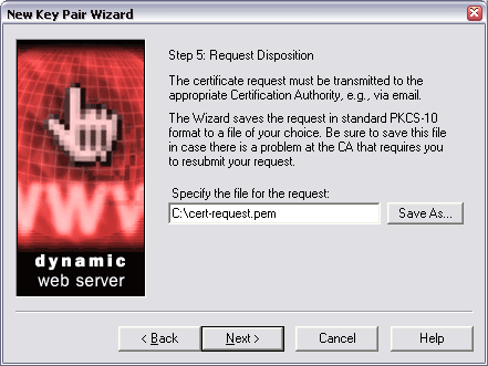 Name your Certificate Signing Request file and save it to disk