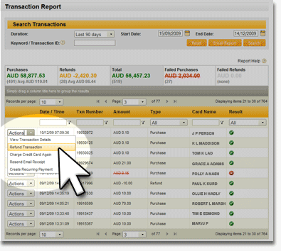 Select Transaction Report