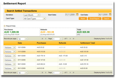 Search Settled Transactions
