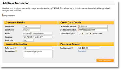 Save Stored Transaction Details